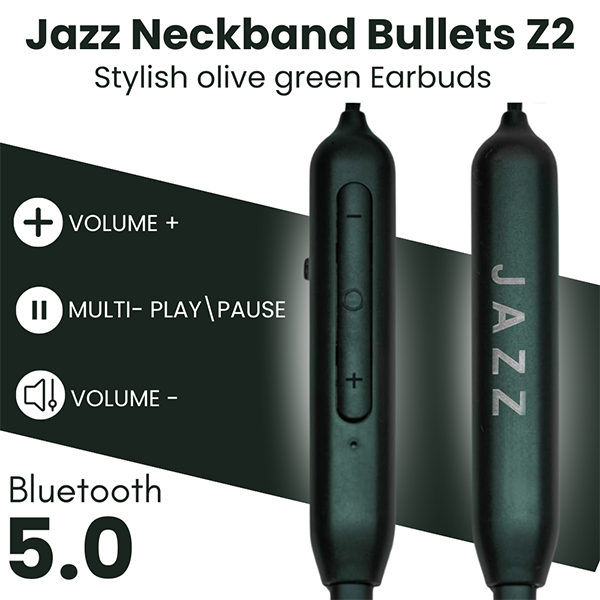 JAZZ Neckband Bullets Z2 Olive Green 4 JAZZ Neckband Bullets Z2 Olive Green 4